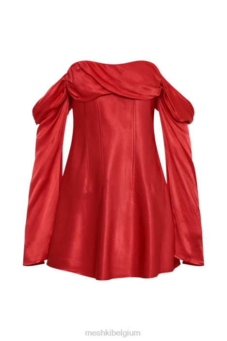 Giselle off-shoulder satijnen mini-jurk Meshki rood N4JN238 kleding