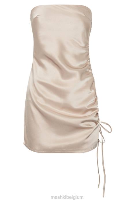 Katia strapless mini-jurk met ruches aan de zijkant Meshki Champagne N4JN708 kleding