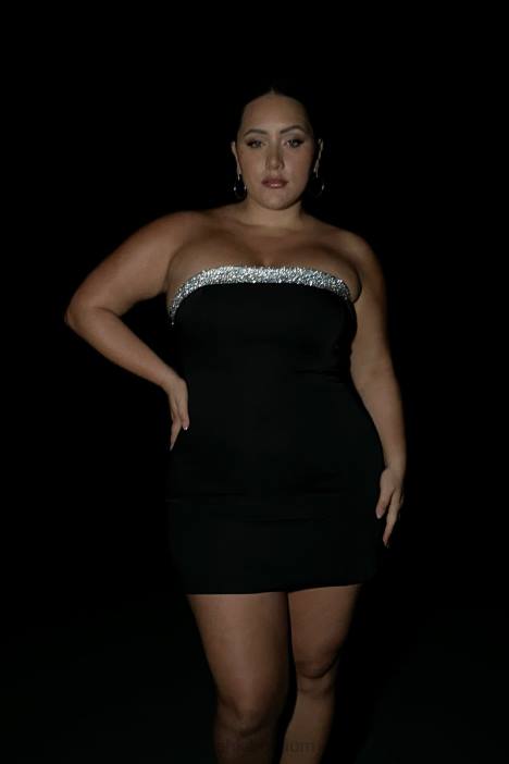 Kiya mini-jurk met diamantencontrast Meshki zwart N4JN329 kleding