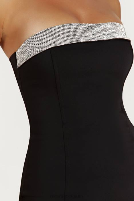 Kiya mini-jurk met diamantencontrast Meshki zwart N4JN329 kleding