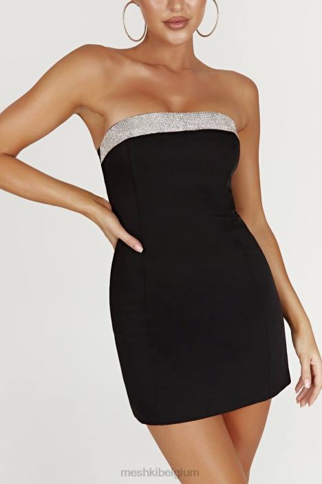 Kiya mini-jurk met diamantencontrast Meshki zwart N4JN329 kleding