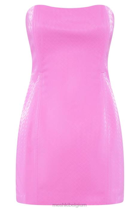 Lizzie mini-jurk van kunstleer met kruisarcering Meshki roze roze N4JN569 kleding