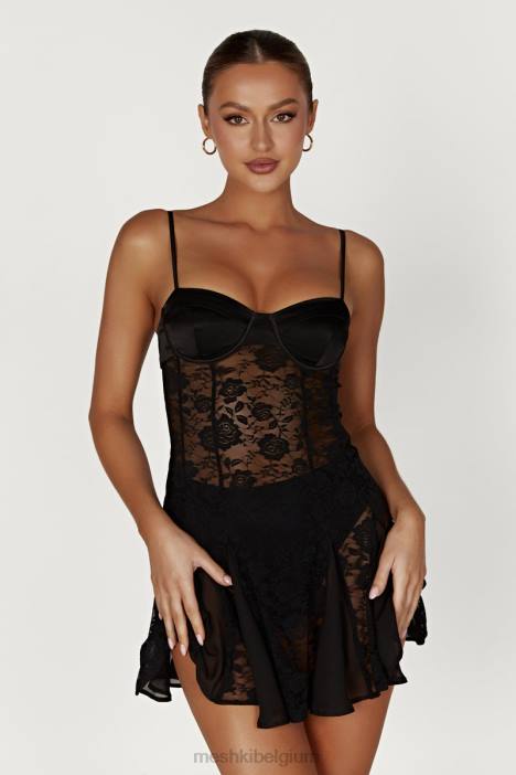 Lolita kanten mini-jurkje Meshki zwart N4JN411 kleding