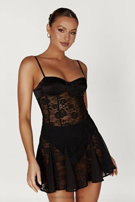 Lolita kanten mini-jurkje Meshki zwart N4JN411 kleding