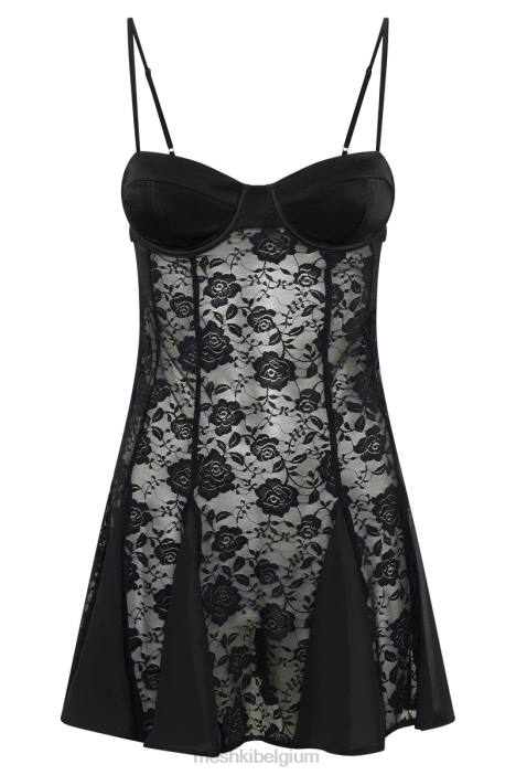 Lolita kanten mini-jurkje Meshki zwart N4JN411 kleding