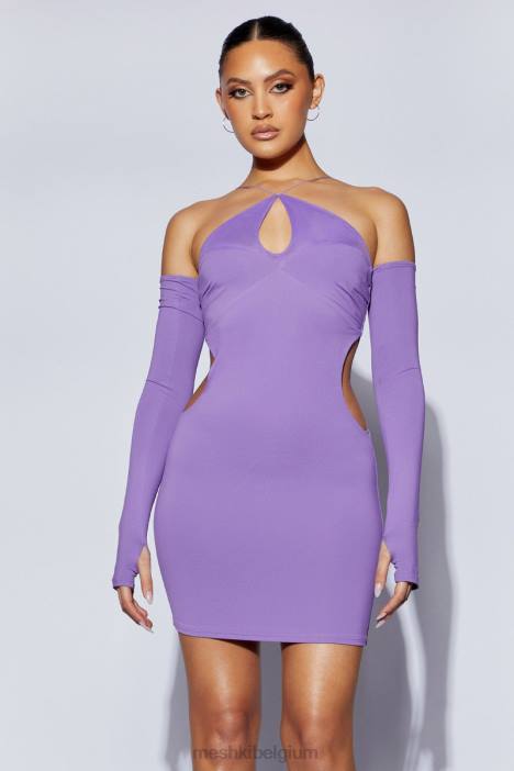 Maddy mini-driehoekjurk met uitsnijding Meshki paars N4JN716 kleding