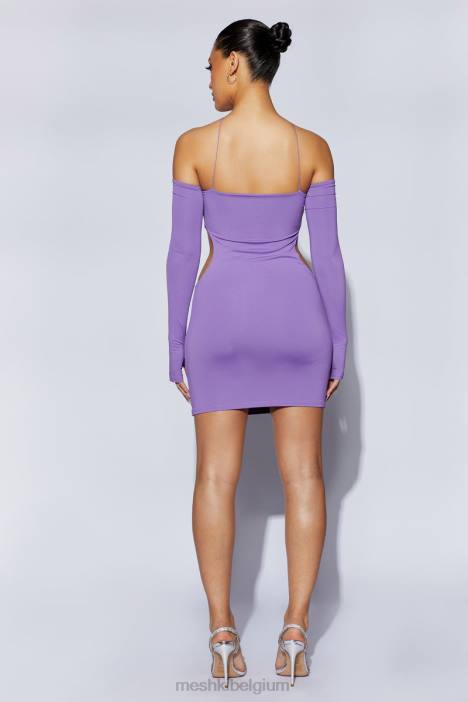 Maddy mini-driehoekjurk met uitsnijding Meshki paars N4JN716 kleding