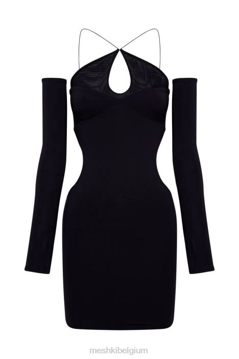 Maddy mini-driehoekjurk met uitsnijding Meshki zwart N4JN715 kleding