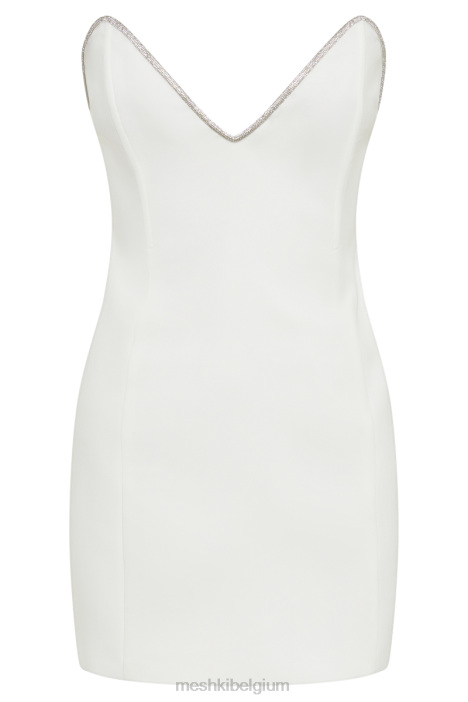 Madi-passende mini-jurk met diamanten touw Meshki wit N4JN41 kleding