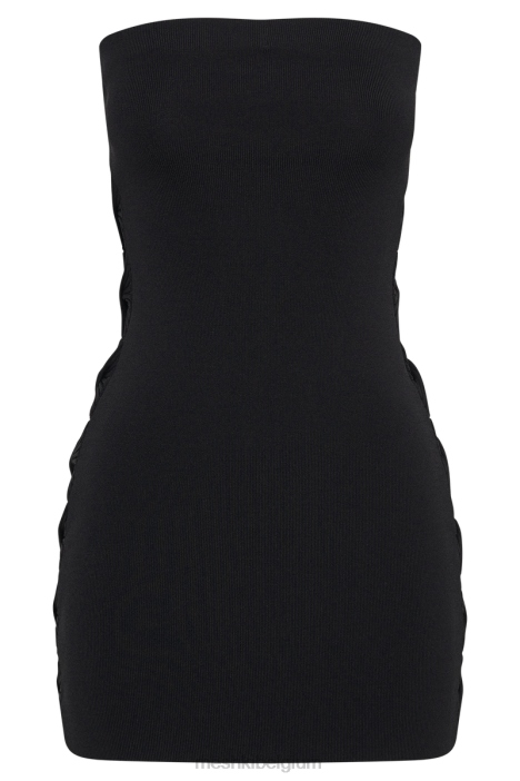 Maisachtige strapless gebreide mini-jurk met twist Meshki zwart N4JN62 kleding
