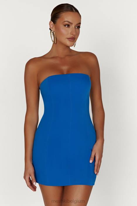 Mini-jurk van maci-crêpe Meshki kobalt blauw N4JN174 kleding