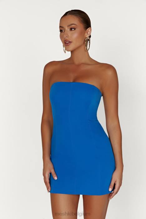 Mini-jurk van maci-crêpe Meshki kobalt blauw N4JN174 kleding
