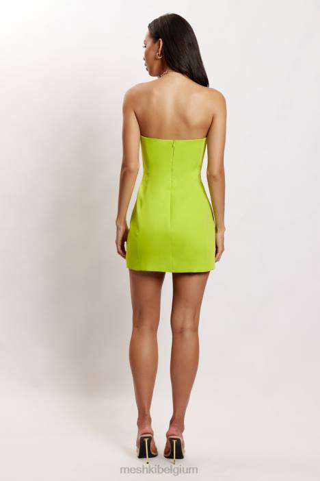Mini-jurk van maci-crêpe Meshki limoen groen N4JN548 kleding