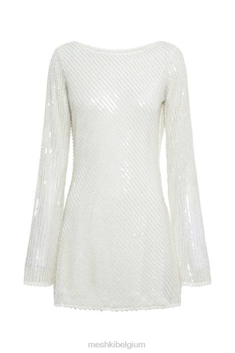 Nala mini-jurk met pailletten Meshki wit N4JN123 kleding