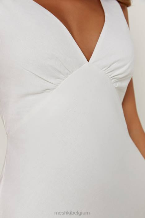 Nesa linnen mini-jurk Meshki wit N4JN339 kleding