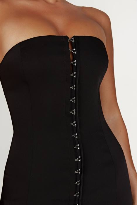 Ornella mini-jurk met haak en oog Meshki zwart N4JN742 kleding