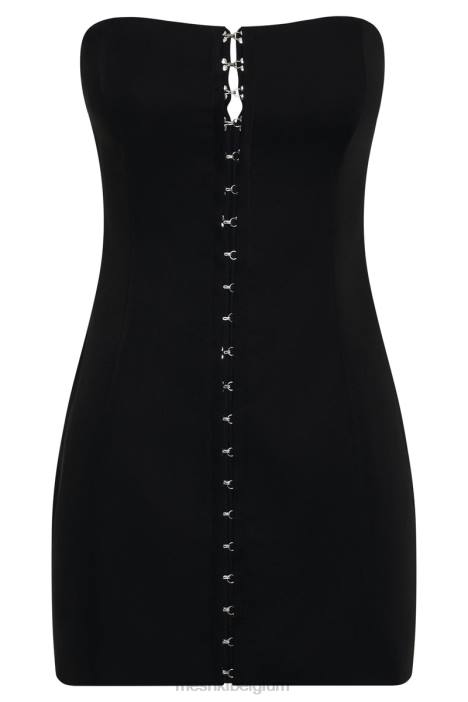 Ornella mini-jurk met haak en oog Meshki zwart N4JN742 kleding