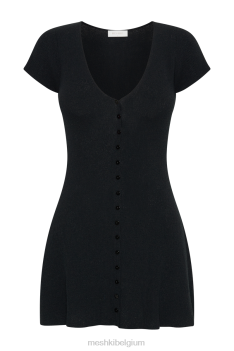 Paula gebreide mini-jurk met knopen Meshki zwart N4JN23 kleding
