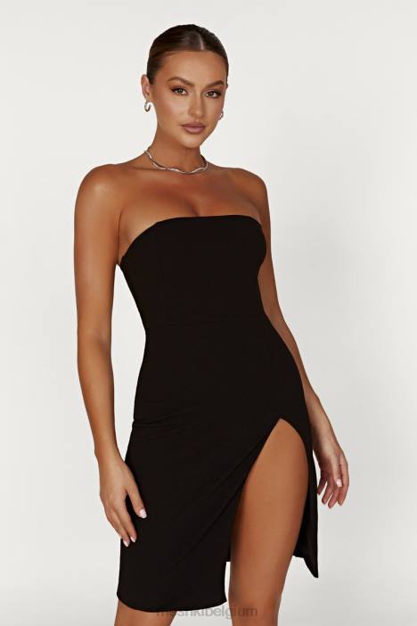 Rachel crêpe bandeau-mini-jurk met dijsplit Meshki zwart N4JN613 kleding