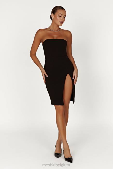 Rachel crêpe bandeau-mini-jurk met dijsplit Meshki zwart N4JN613 kleding