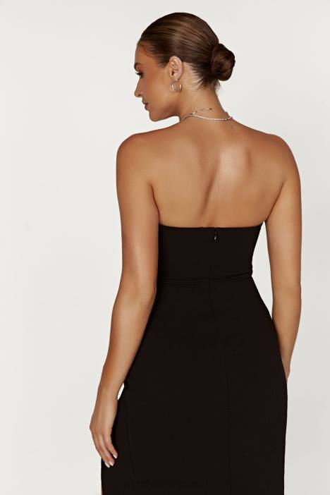 Rachel crêpe bandeau-mini-jurk met dijsplit Meshki zwart N4JN613 kleding