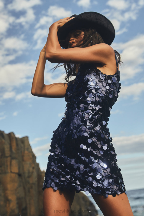 Romily mini-jurk met pailletten Meshki middernacht marine N4JN389 kleding