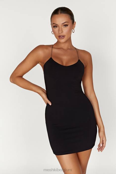 Sabine mini-jurk zonder rug van gerecycleerd nylon Meshki zwart N4JN147 kleding