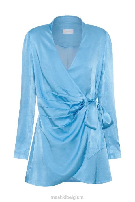Saira mini-jurk met striksluiting Meshki azuur blauw N4JN672 kleding