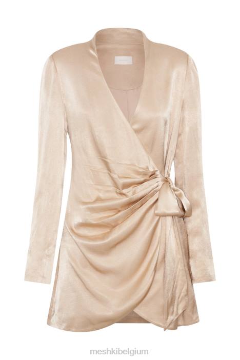 Saira mini-jurk met striksluiting Meshki tarwe N4JN655 kleding