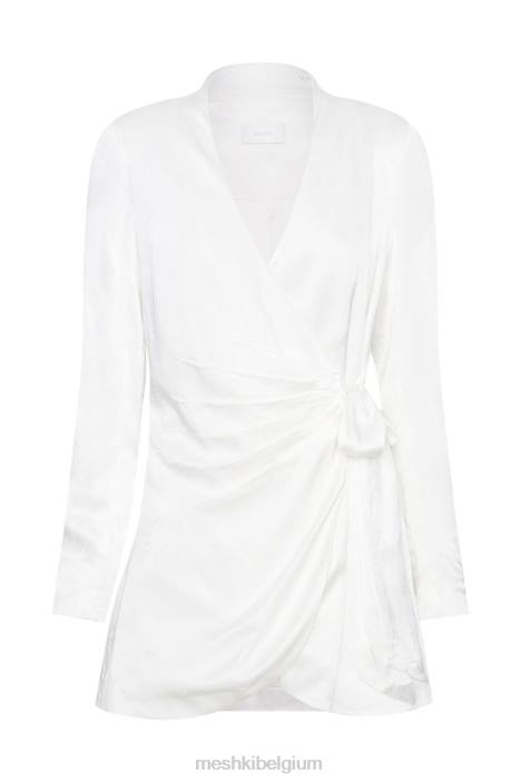 Saira mini-jurk met striksluiting Meshki wit N4JN658 kleding