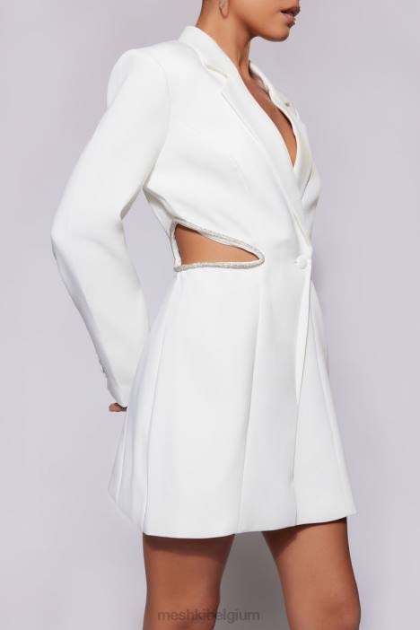 Shyann blazerjurk met uitgesneden diamanten Meshki wit N4JN536 kleding