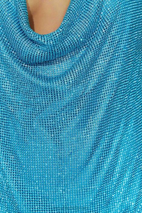 Siya halter Glomesh mini-jurk Meshki aquamarijn N4JN666 kleding