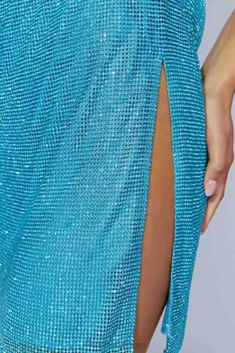 Siya halter Glomesh mini-jurk Meshki aquamarijn N4JN666 kleding