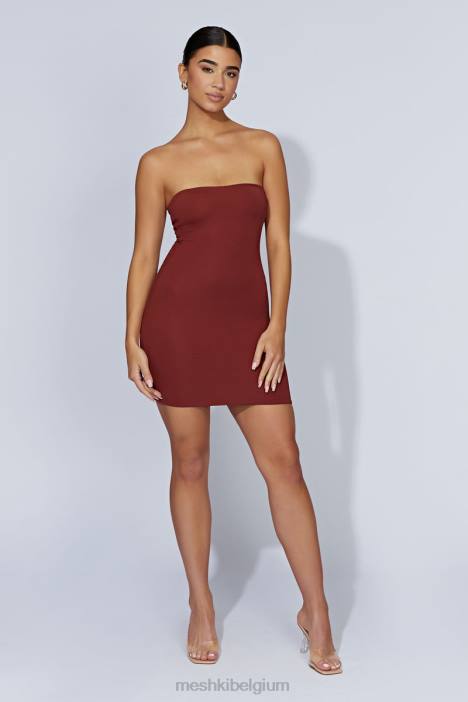 Stella strapless mini-jurkje Meshki kersen chocolade N4JN685 kleding