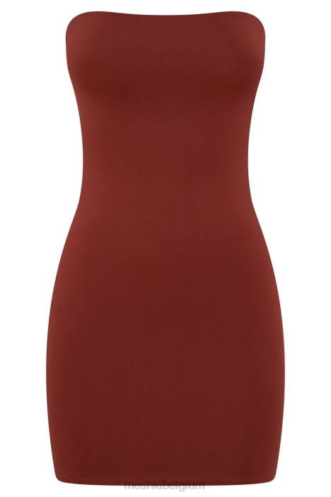 Stella strapless mini-jurkje Meshki kersen chocolade N4JN685 kleding