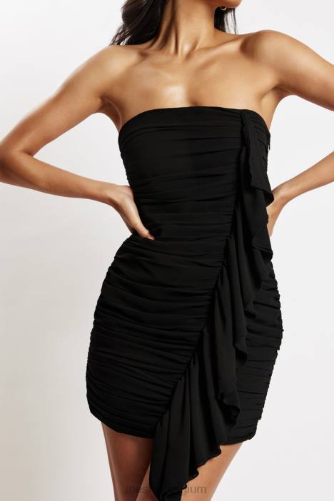 Suzanna mini-jurk met ruches Meshki zwart N4JN670 kleding