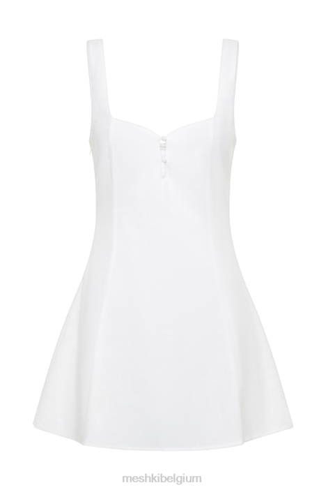 Tandie linnen flare mini-jurk Meshki wit N4JN368 kleding