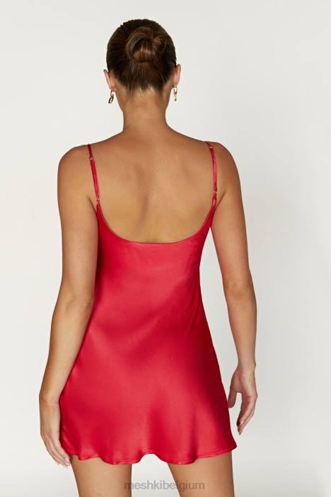 Valentina satijnen mini-jurk Meshki rood N4JN348 kleding