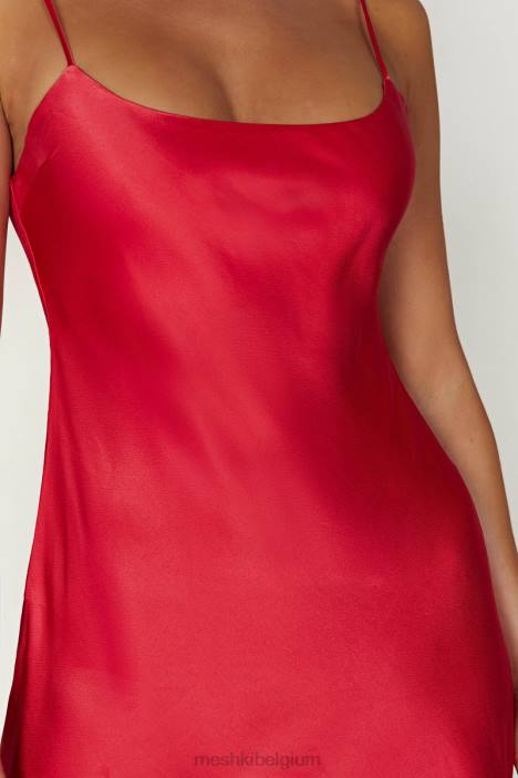 Valentina satijnen mini-jurk Meshki rood N4JN348 kleding