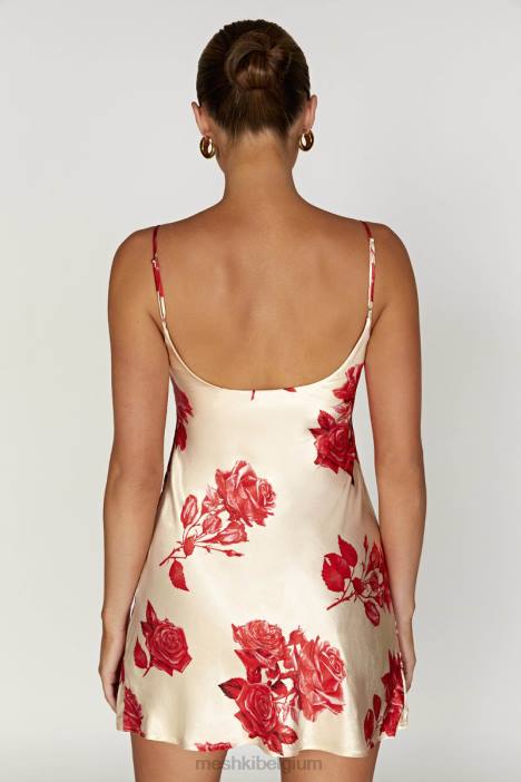 Valentina satijnen mini-jurk Meshki rozen print N4JN316 kleding