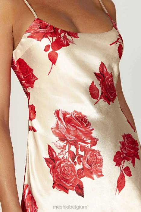 Valentina satijnen mini-jurk Meshki rozen print N4JN316 kleding