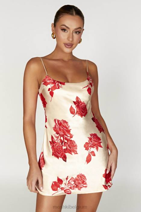 Valentina satijnen mini-jurk Meshki rozen print N4JN316 kleding