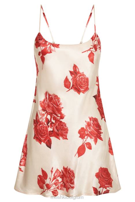 Valentina satijnen mini-jurk Meshki rozen print N4JN316 kleding