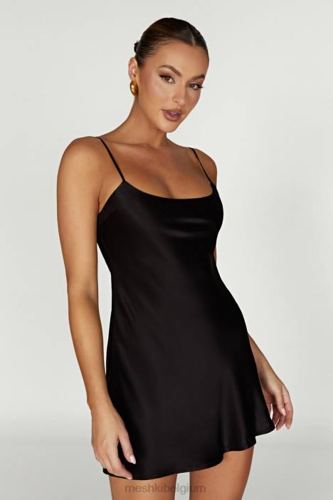 Valentina satijnen mini-jurk Meshki zwart N4JN423 kleding