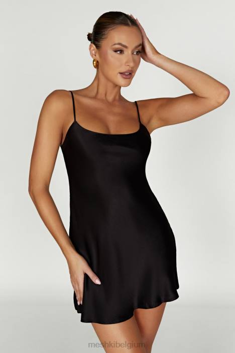 Valentina satijnen mini-jurk Meshki zwart N4JN423 kleding