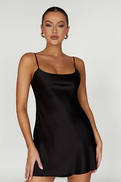 Valentina satijnen mini-jurk Meshki zwart N4JN423 kleding