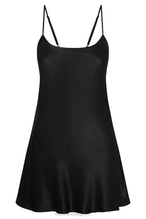 Valentina satijnen mini-jurk Meshki zwart N4JN423 kleding