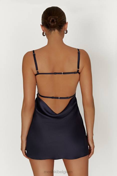 Veda satijnen mini-jurk Meshki middernacht marine N4JN300 kleding