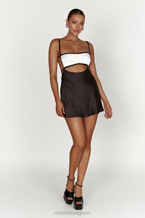 Veda tweekleurige mini-jurk Meshki zwart N4JN263 kleding