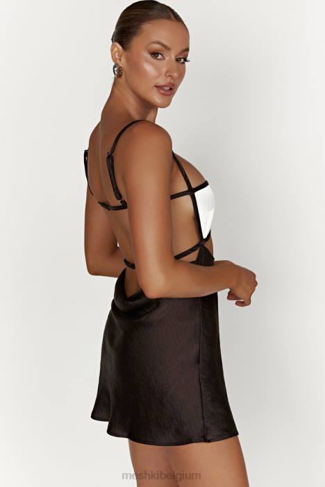 Veda tweekleurige mini-jurk Meshki zwart N4JN263 kleding